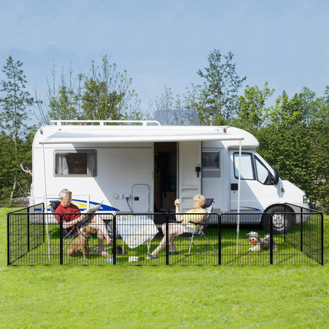 32 Inch 32 Panels Outdoor Dog Playpen Built Tough Heavy Duty Metal Pet Fence For RV Camping Yard Garden Foldable Portable