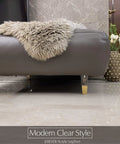 Clear Acrylic Furniture Legs Replacement Set Of 4 For Sofas Cabinets And More Modern Square Style With Gold Accent 4.7 Inch visible under couch