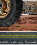 Close-up of rubber tire on various surfaces showing Beefy Heavy Duty Swivel Caster Wheels with Side Brakes Double Ball Bearing Rubber Wheels