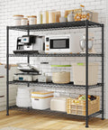 Extra Wide 4 Tier Storage Rack With 800 Lbs Capacity Adjustable Shelves Black Metal Shelf Unit For Garage Closet Kitchen Utility And Bulk Storage Heavy Duty Steel Construction For Long Lasting Use, kitchen storage