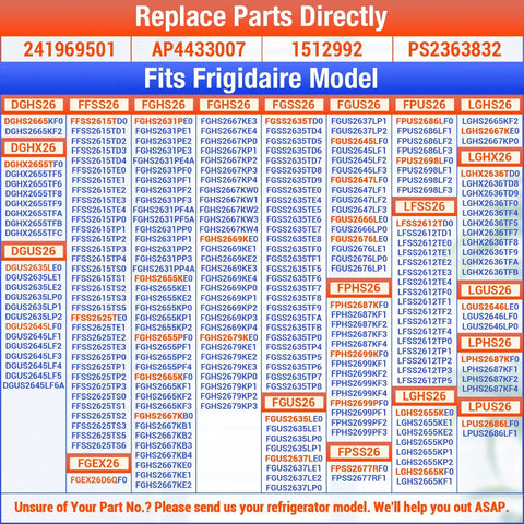 Crisper Pan Cover Replacement For Frigidaire Refrigerators 241969501 With Shelf Frame Without Glass Deli Drawer Cover No Fuss AP4433007 1512992 PS2363832 model compatibility chart