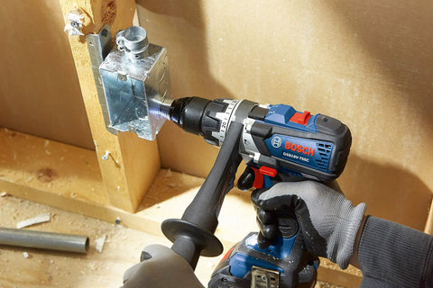 Cordless Drill Ready Step Drill Bit Set With Hex Shank And 2x Faster Cutting Through Metal Wood And Plastic Bosch IMSDC002 used on metal box