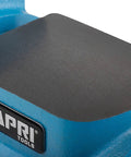 Close-up of heavy duty ductile iron construction on Beefy Rotating Base and Head Bench Vise 6 Inch, 360 Degree Swivel With Lockable Pin.