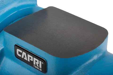 Close-up of heavy duty ductile iron construction on Beefy Rotating Base and Head Bench Vise 6 Inch, 360 Degree Swivel With Lockable Pin.