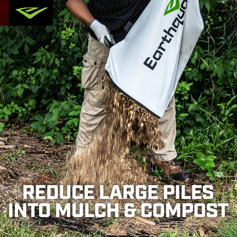 Person emptying debris bag from Heavy Duty 212cc 4 Cycle Chipper Shredder With 20 To 1 Reduction Turns Branches Up To 3 Inches Into Mulch