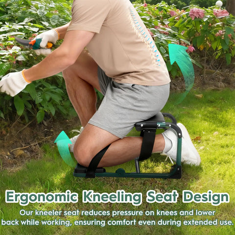 Person using 2 In 1 Garden Kneeler And Seat Foldable Stool For Easy Gardening Ergonomic Kneeling Pad With Soft Adjustable Cushion.