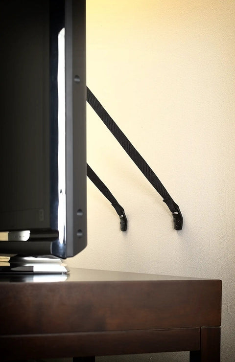 Anti Tip TV Straps 2 Pack Adjustable No Drill Safety Straps For Flat Screen TVs Secure Wall Or Furniture Mount Baby Proofing Essential Keeps Your TV From Tipping Over