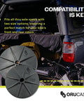 Travel Rotor Guard For Mountain Bikes Disc Rotor Protector with text about compatibility near car with open trunk