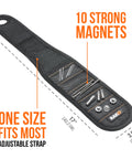 Kickass Magnetic Wristband With Thumb Loop Keeps Screws Nails And Drill Bits Locked Tight While You Tackle Projects Crafted From Reinforced Ballistic Nylon, featuring 10 magnets.