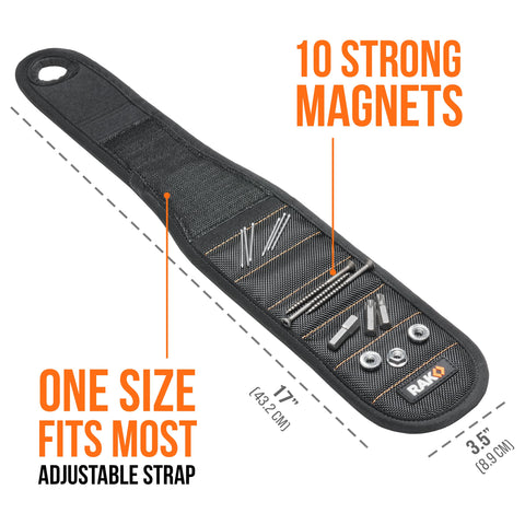 Kickass Magnetic Wristband With Thumb Loop Keeps Screws Nails And Drill Bits Locked Tight While You Tackle Projects Crafted From Reinforced Ballistic Nylon, featuring 10 magnets.
