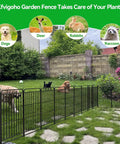 No Dig Garden Fence For Dogs 27 Feet Long 40 Inches High With 12 Metal Pipe Panels And One Door in yard setting