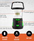 Beast Mode 2000 Lumen Camping Lantern With All Day Battery Life And 360 Degree Light Control, ergonomic handle, LED strips