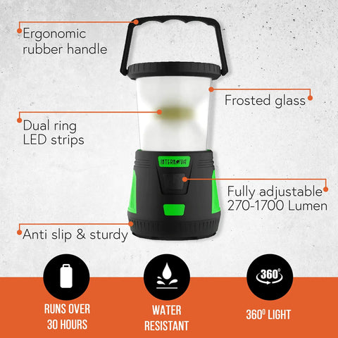 Beast Mode 2000 Lumen Camping Lantern With All Day Battery Life And 360 Degree Light Control, ergonomic handle, LED strips