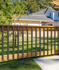 Built Tough Sixty One Pack Heavy Duty Black Metal Deck Balusters Plus Mounting Bolts 32 Inch Flat Straight Cast Iron Railing Spindles in use.