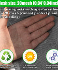 Close-up of Heavy Duty Garden Mesh Netting 9.8 X 16.4 Ft With Upgraded PPT Nano Material showing mesh size and hand for scale