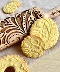 Beech Wood Embossed Rolling Pin With Butterflies And Flowers For Cookies And Crafts Handmade Kitchen Tool For Beautiful Patterns