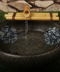 Bamboo Water Fountain With 12 Inch Three Arm Style Pump Not Included For Indoor Or Outdoor Zen Garden Decor, set in stone basin