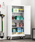 Rolling Metal Garage Storage Cabinet With Locking Doors And Wheels Tough As Nails Tool Locker With 3 Adjustable Shelves For Garage Office Home Or Gym White