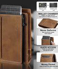 Slim Card Wallet For Men With RFID Blocking Minimalist Front Pocket Pop Up ID Window, Everyday Carry Essential, Leather Build