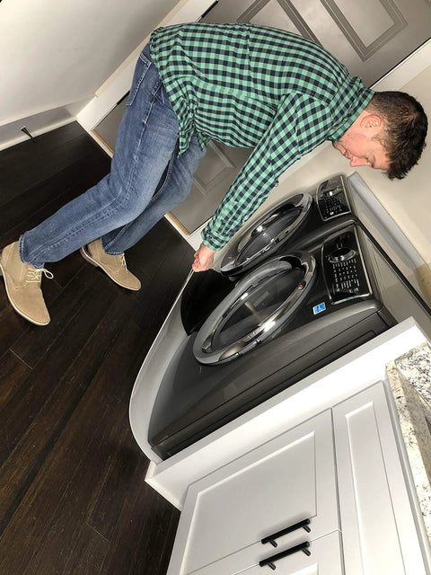 Heavy Duty Appliance Slider Mat For Effortless Moves For Refrigerators, Ovens, Washers, Dryers And More in use moving washer