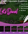 Lets Dance neon sign with pink LED light, adjustable brightness, safe soft neon tubes, acrylic backboard, grass background