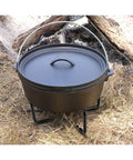 8 Inch Cast Iron Folding Dutch Oven Lid Stand For Campfire Cooking 4 In 1 Folding Pot Stand with black cast iron pot