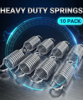 Replacement 2 Inch Extension Springs For Furniture Mechanisms 10 Pack shown in a metallic finish, heavy duty design.