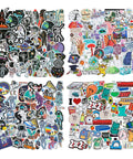 Science Sticker Pack 200 Pcs For Students And Teachers Four Styles Kid Friendly Classroom Decor Decals Displayed in Four Themed Layouts