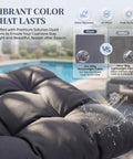 Close-up of dark grey cushion detail showcasing water resistance and UV protection for outdoor egg chair