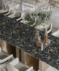 Black And Gold Delicate Floral Peel And Stick Wallpaper 236x16.1 Inches Waterproof Vinyl Self Adhesive Removable Wall Covering