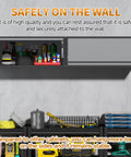 Up Flip Door Wall Mount Tool Cabinet With Pegboard, Built Tough Heavy Duty Steel Garage Storage Cabinet For Kitchen Workshop And Warehouse, Black And Gray, Smooth Hydraulic Lift, 90 Degree Open, Easy Access mounted on wall