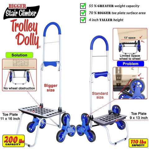 Stair Climber Bigger Trolley Dolly Foldable Shopping Cart With Six Wheel Design For Easy Stair Climbing Blue Grocery Getter