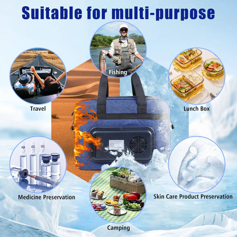 Portable Electric Cooler Bag With 12V Ac Dc Power And Dual Temperature Control Delivers A Hella Efficient Road Trip Vibe for multi-purpose use.