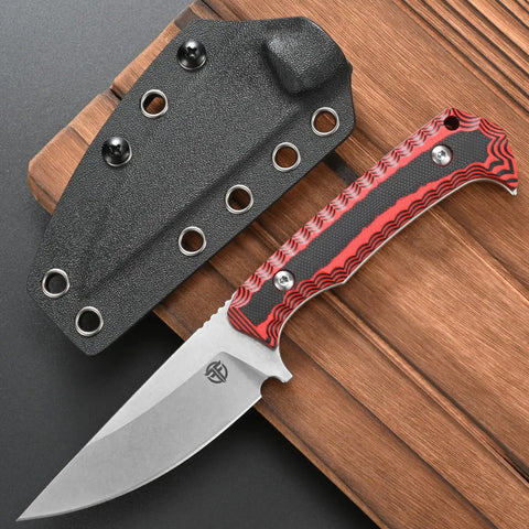 Fixed Blade Knife With VG10 Steel, Two Tone G10 Handle, Full Tang, And Sheath For Outdoor Camping And Hunting, 7.5 Inch Blade