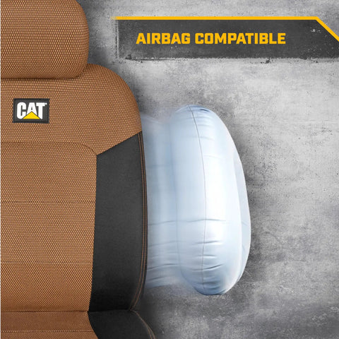 MeshFlex Automotive Seat Covers For Cars Trucks And SUVs Beige Front Seat Covers With Durable Mesh Back and airbag deployment