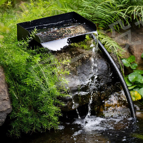 12 Inch Waterfall Spillway Kit With 304 Stainless Steel Spillway Box 40W 660GPH Submersible Pump 9.8Ft Corrugated Tubing in garden