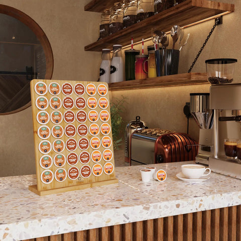 Bamboo Keurig K Cup Holder Organizer Holds 42 Pods For Coffee Bars Offices And Kitchens Large Countertop Display Rack