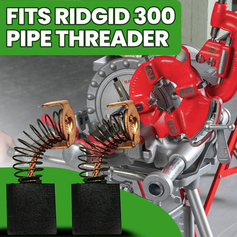 Motor Brush Replacement For 87740 RIDGID 300 And 535 Pipe Threading Machines shown with red pipe threader