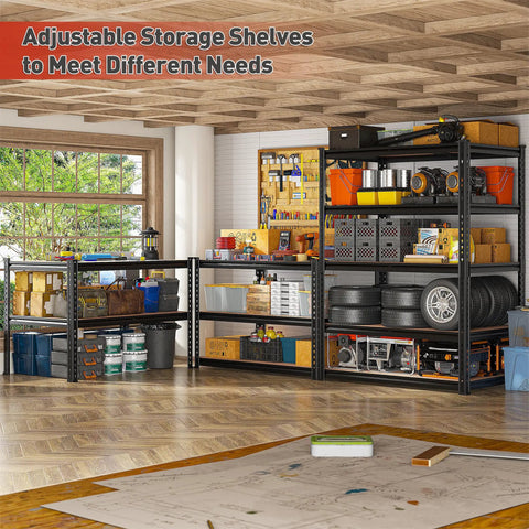 Garage with Must-Have Heavy Duty Garage Shelving Unit With Five Adjustable Tiers 2400 Pounds Capacity Metal Storage Racks