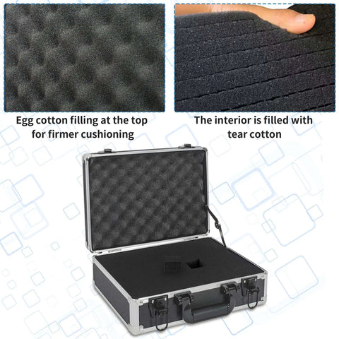Interior view of 14 Inch Hard Shell Carrying Case Built Tough For Cameras Lenses Guns And Tech featuring egg cotton and tear cotton foam.