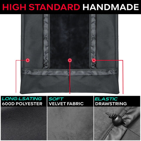 Close-up of weight bench cover corner showing 600D polyester and velvet lining, elastic drawstring, focus keyword: Weight Bench Cover For Tonal Accessories Scratch Resistant Waterproof Protector Keeps Your Home Gym Bench Safe From Scratches And Pets Easy To Clean Fits 44 Inches By 12.5 Inches Benches.