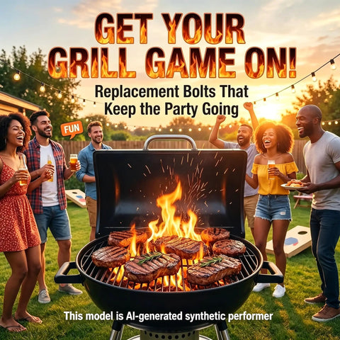 Six Pack Heavy Duty Short M6 Step Bolts Tightest Grip Replacement Shoulder Screws For Outdoor Gas Grill Side Shelves Cold Forged Hardware Making A Super Simple Swap A Cinch, grill with steaks and friends.
