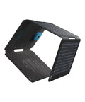 Solix PS30 Foldable 30W Solar Panel Charger For Camping And Outdoors, tri-fold design, showing USB ports and weatherproof shell.