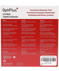 OptiPlus Eyeglass Lens Wipes box with red panel and multilingual warnings, 252-count.