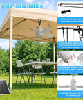 20 Inch Solar Ceiling Fan With 20000 Mah Battery And 30 Watt Panel Keeps Your Crew Chill On Hot Days Remote Control Dimmable Lights For Tent Gazebo Canopy Rv Or Patio Vibes installation under gazebo with solar panel.