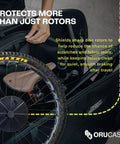 Person placing MTB with Travel Rotor Guard For Mountain Bikes Disc Rotor Protector in a travel case.