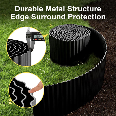 Heavy Duty Galvanized Garden Edge Border 6 Inch By 50 Foot Black Corrugated Lawn Edging For Flower Beds And Landscaping