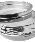 Stainless Steel Honey Strainer With Dual Sieve for Beekeeping Fine and Coarse Mesh Filter in silver, durable beekeeping gear