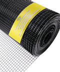 Heavy Duty Black Vinyl Coated 16 Gauge Hardware Cloth With One Inch Mesh Opening Forty Eight Inches Wide By One Hundred Feet Long shown in a rolled position.