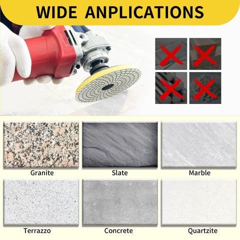 5 Inch Diamond Polishing Pads Kit With 5/8-11 Backer Pad For Wet Or Dry Drill Grinder Polisher 12 Pcs Grit Range 30 To 6000 applications
